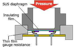 Cross-section of thin film sensor